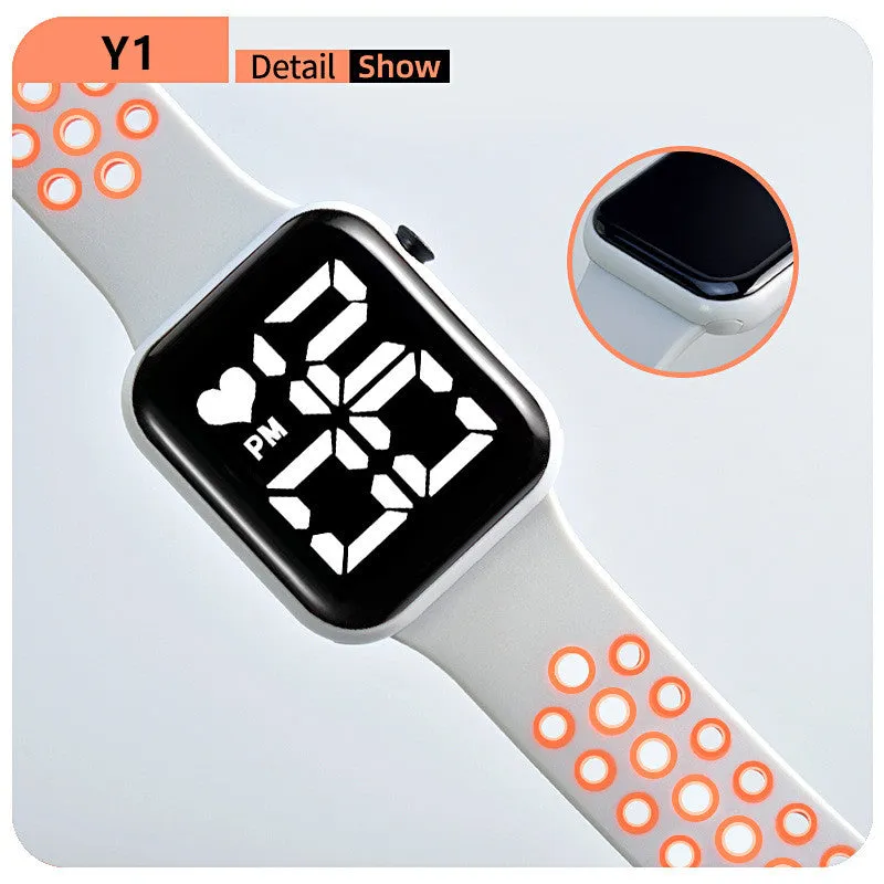 Sidiou Group Women's Watch LED Electronic Square Digital Watches Fashion Casual Silicone Strap Waterproof Sport Simple Wristwatch For Student