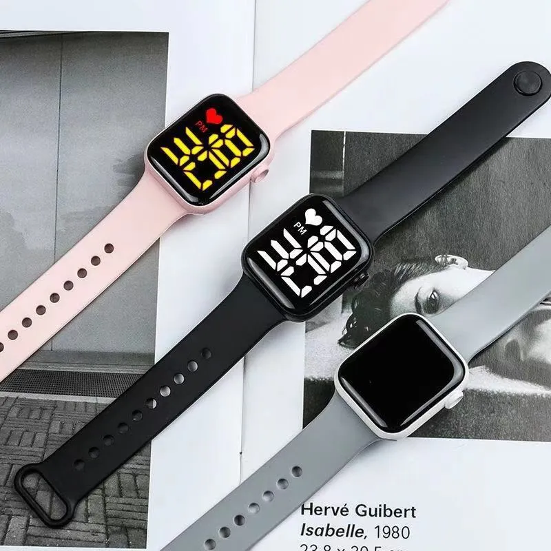 Sidiou Group Women's Watch LED Electronic Square Digital Watches Fashion Casual Silicone Strap Waterproof Sport Simple Wristwatch For Student