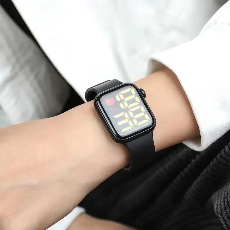 Sidiou Group Women's Watch LED Electronic Square Digital Watches Fashion Casual Silicone Strap Waterproof Sport Simple Wristwatch For Student