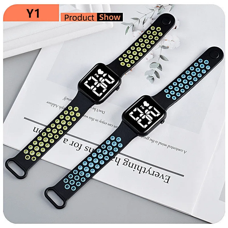 Sidiou Group Women's Watch LED Electronic Square Digital Watches Fashion Casual Silicone Strap Waterproof Sport Simple Wristwatch For Student