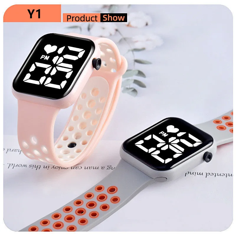 Sidiou Group Women's Watch LED Electronic Square Digital Watches Fashion Casual Silicone Strap Waterproof Sport Simple Wristwatch For Student