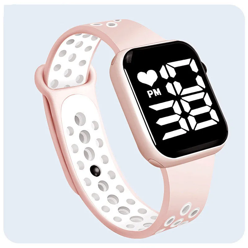 Sidiou Group Women's Watch LED Electronic Square Digital Watches Fashion Casual Silicone Strap Waterproof Sport Simple Wristwatch For Student