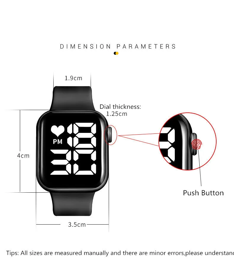 Sidiou Group Women's Watch LED Electronic Square Digital Watches Fashion Casual Silicone Strap Waterproof Sport Simple Wristwatch For Student