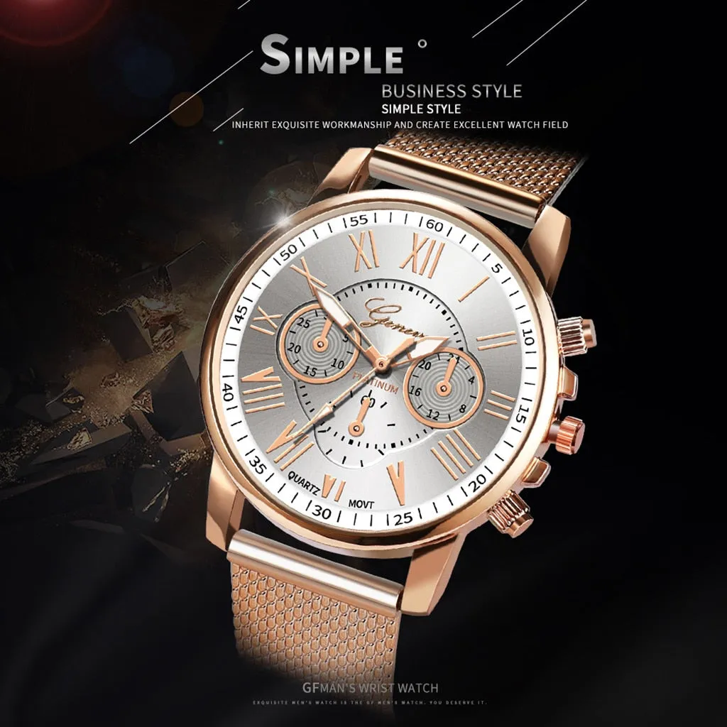 Simple Elegant Luxury Quartz Sport Stainless Steel Wrist Watch Perfect Business Everyday watch