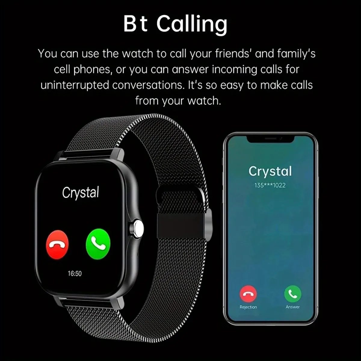 Smart Watch for Men Women Gift 1.44" Screen Full Touch Sports Fitness Watches Bluetooth Calls Digital Smartwatch Wristwatch