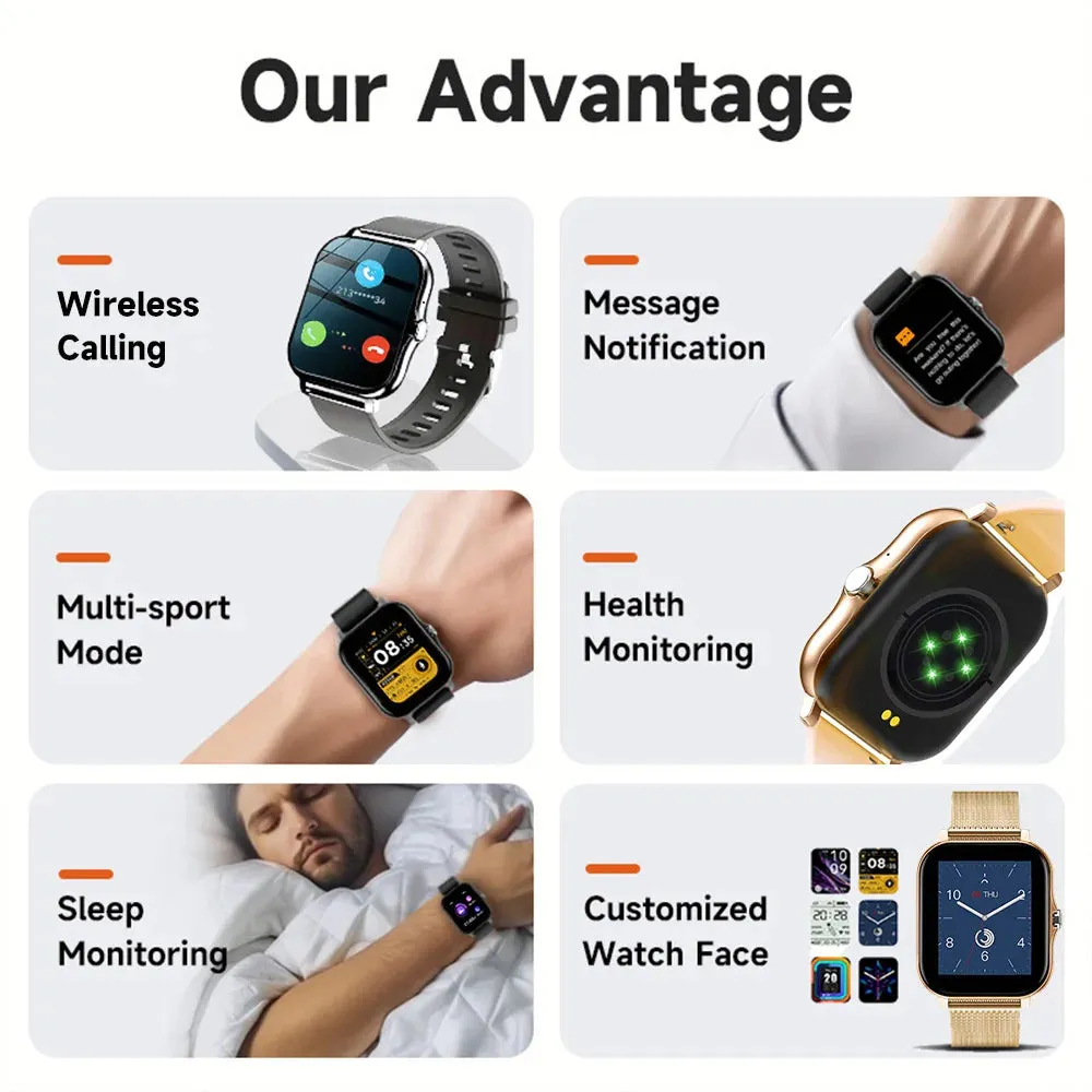 Smart Watch for Men Women Gift 1.44" Screen Full Touch Sports Fitness Watches Bluetooth Calls Digital Smartwatch Wristwatch