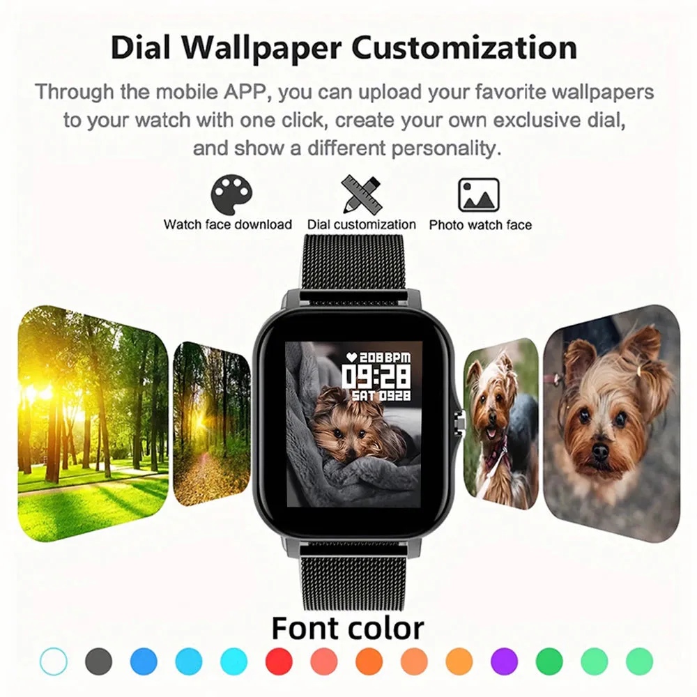 Smart Watch for Men Women Gift 1.44" Screen Full Touch Sports Fitness Watches Bluetooth Calls Digital Smartwatch Wristwatch