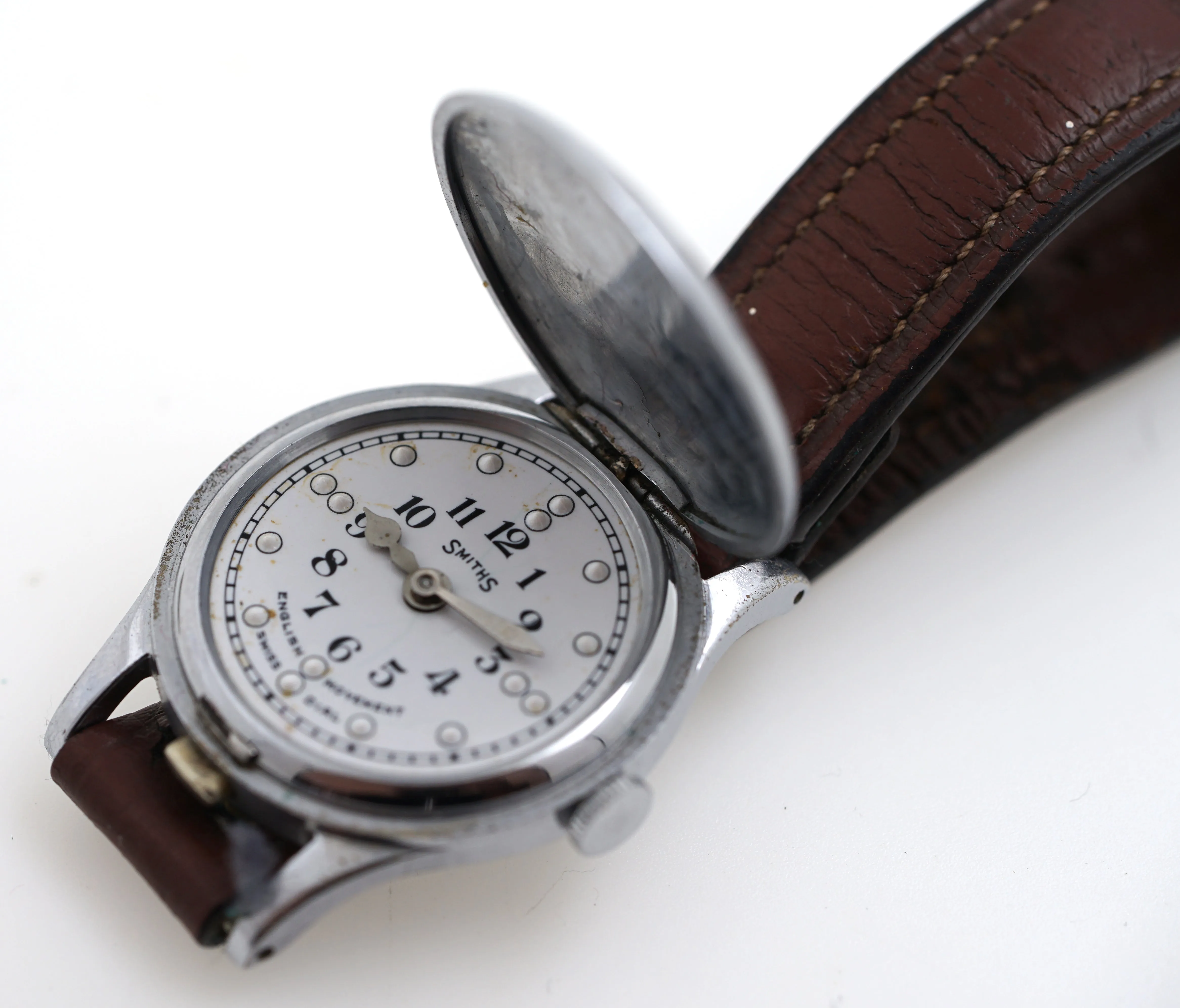 SMITHS EARLY BRAILLE FULL HUNTER WRISTWATCH 1950'S