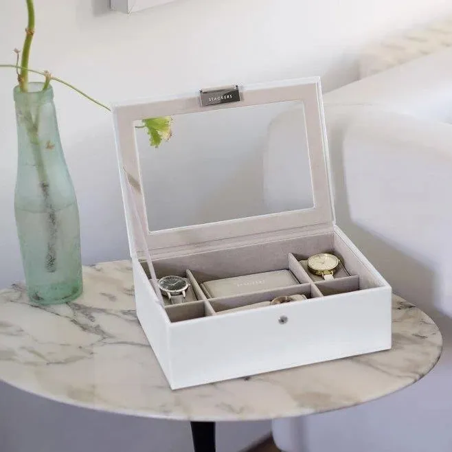 Stackers Classic White Leather Watch Box 73593