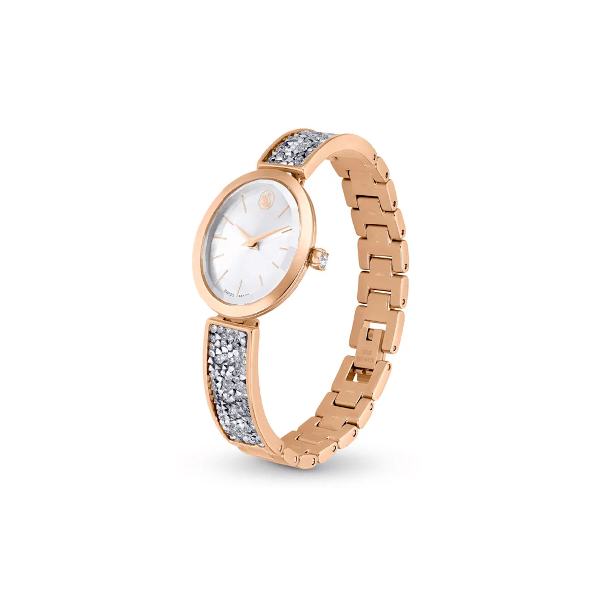 Swarovski Rose Gold-Tone Crystal Rock Oval Watch