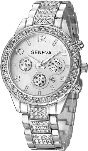 Unisex Diamond Watches Luxury Men and Women Calendar Quartz Clock Rose Gold Silver Stainless Steel Watch
