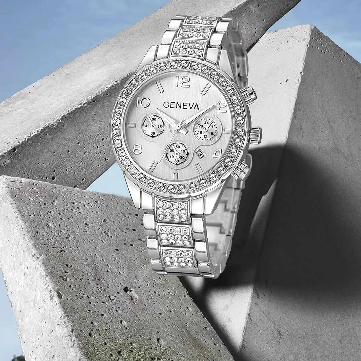 Unisex Diamond Watches Luxury Men and Women Calendar Quartz Clock Rose Gold Silver Stainless Steel Watch