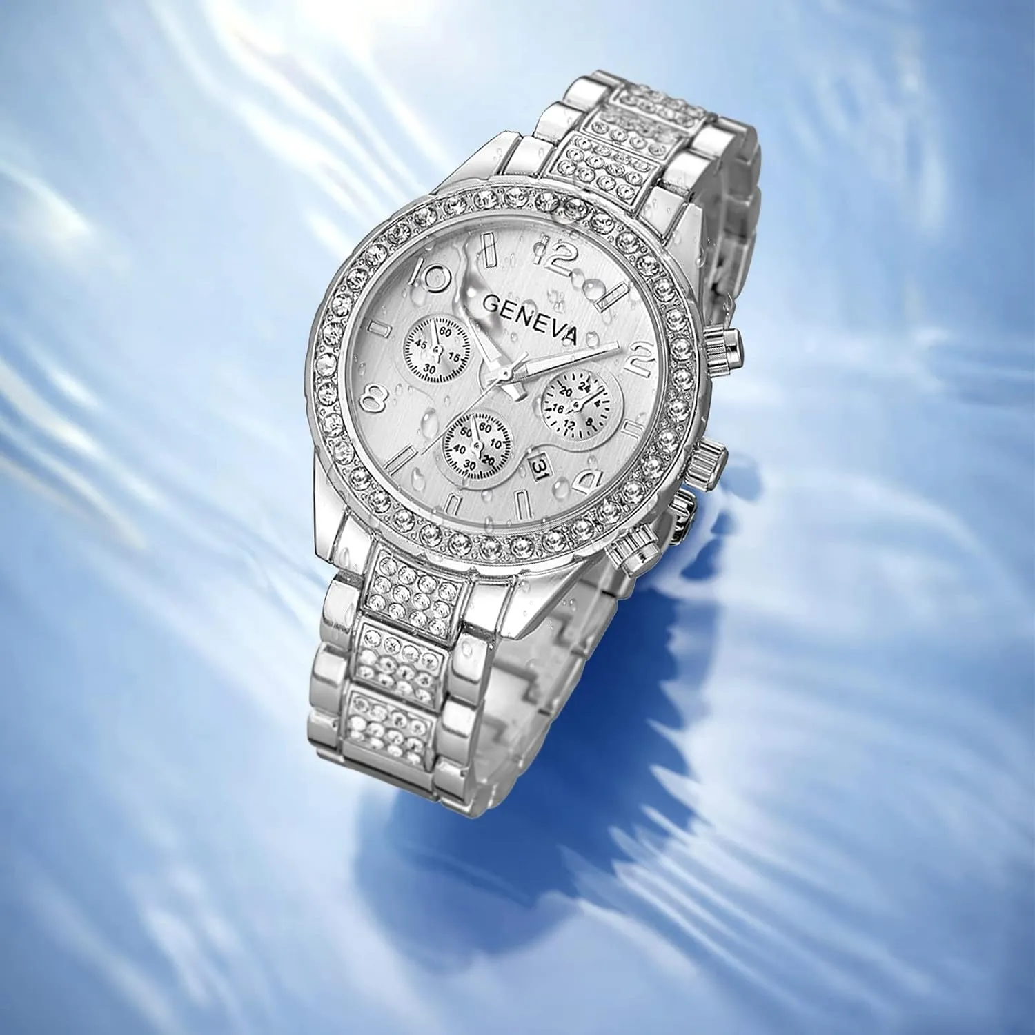 Unisex Diamond Watches Luxury Men and Women Calendar Quartz Clock Rose Gold Silver Stainless Steel Watch