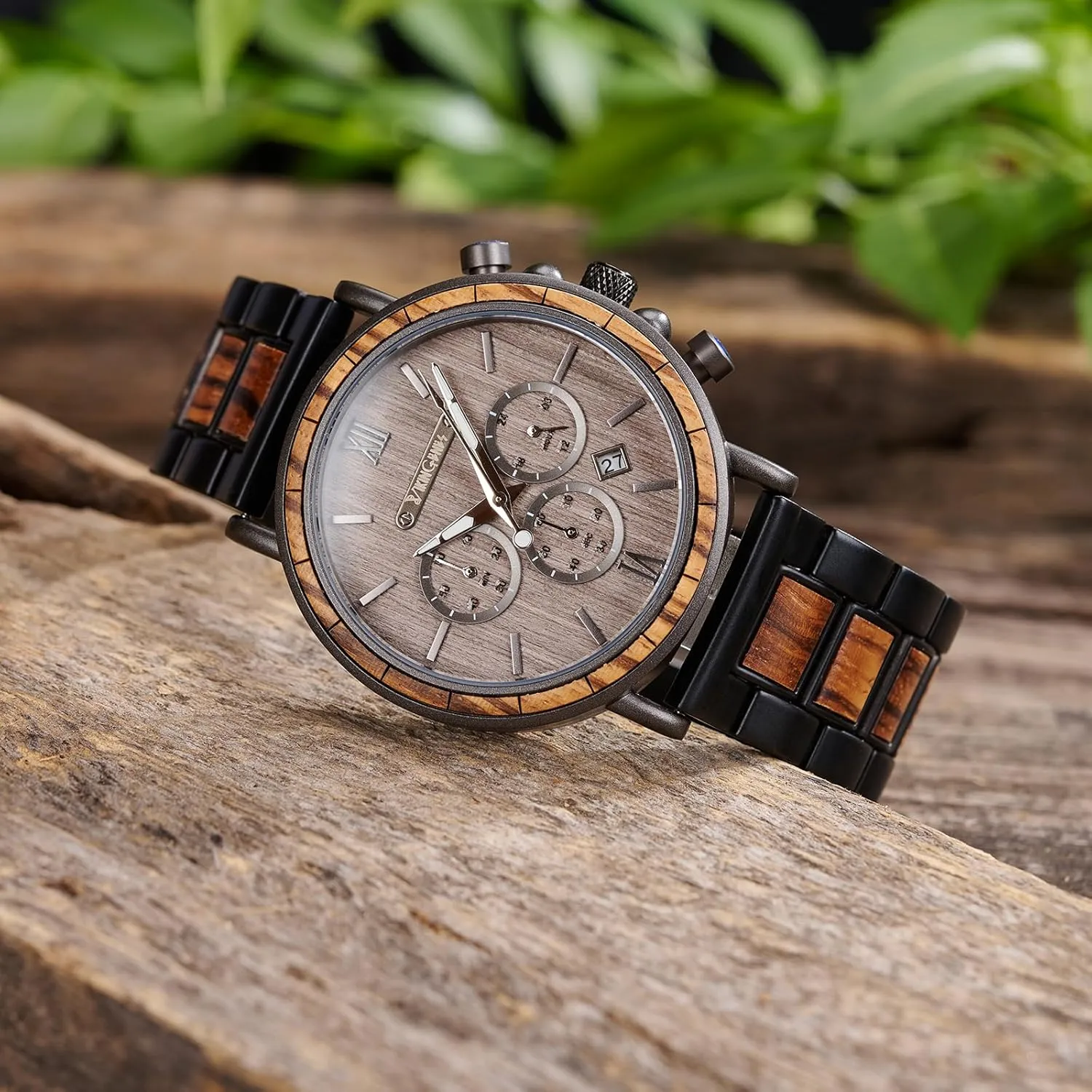 Vikingenes  Wooden Watches for Men, Engraved Wood Watch, Personalized Men's Gift, Viking Watches, Natural Wood Wristwatch, Luxury Wooden Chronograph, Custom Engraved Watch, Unique Gift for Men