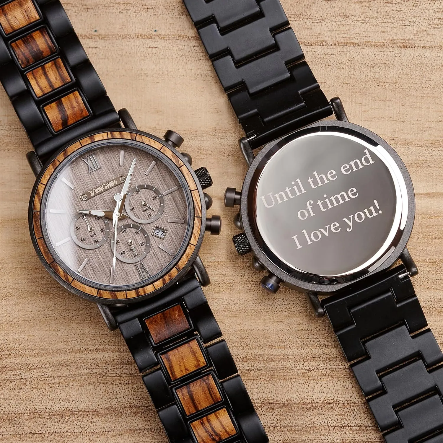 Vikingenes  Wooden Watches for Men, Engraved Wood Watch, Personalized Men's Gift, Viking Watches, Natural Wood Wristwatch, Luxury Wooden Chronograph, Custom Engraved Watch, Unique Gift for Men