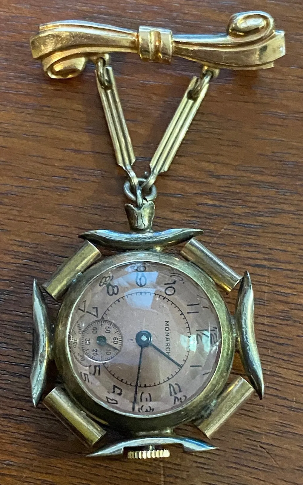 Vintage 10k Rolled Gold Ribbon Brooch Watch