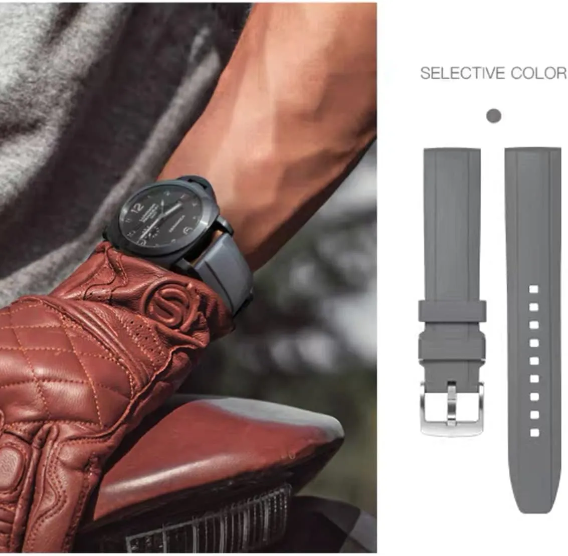 Watch Band Quick Release Fluororubber 19mm 20mm 21mm 22mm Soft Durable Universal FKM Rubber Replacement Band Strap for Men Women
