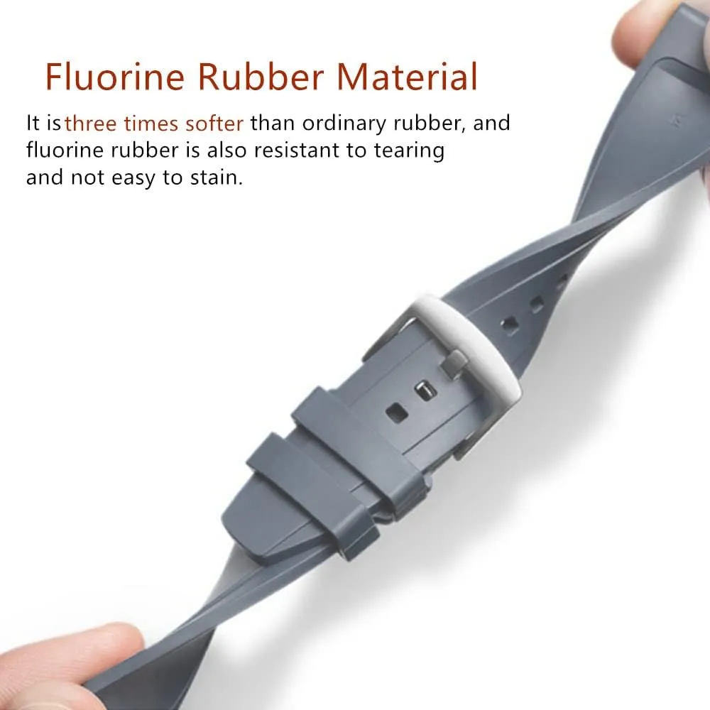 Watch Band Quick Release Fluororubber 19mm 20mm 21mm 22mm Soft Durable Universal FKM Rubber Replacement Band Strap for Men Women