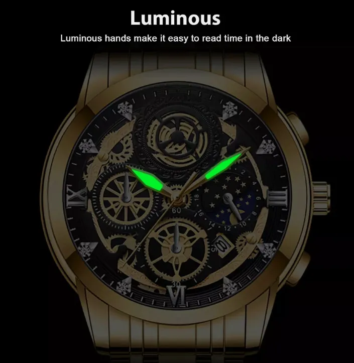 Waterproof Men Watch Classic Business Stainless Steel Quartz Luminous Wristwatch