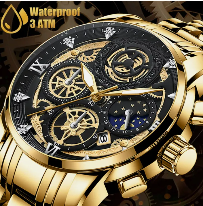 Waterproof Men Watch Classic Business Stainless Steel Quartz Luminous Wristwatch