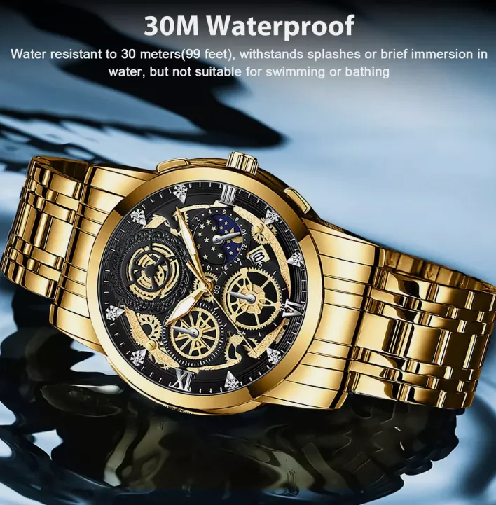 Waterproof Men Watch Classic Business Stainless Steel Quartz Luminous Wristwatch