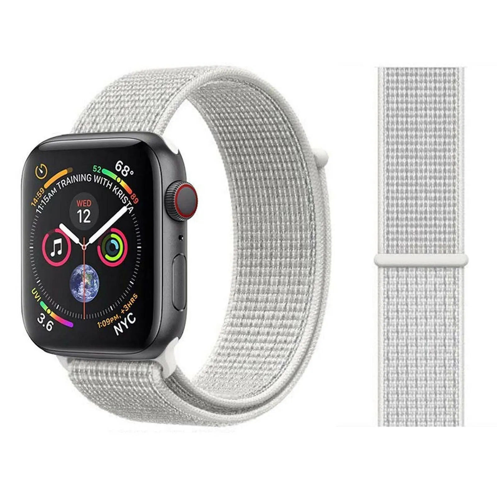 White Nylon Apple Watch Strap 44mm