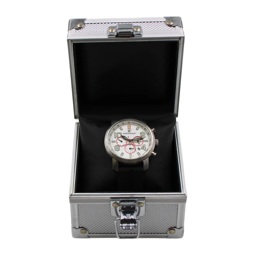 White Smith & Wesson Tritium Chronograph Red, Silicone Strap