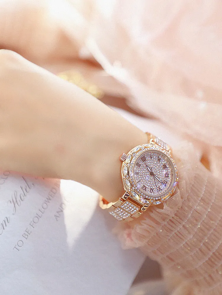 Women's Luxury Fashion Diamond Quartz Stainless Steel Wrist Watch
