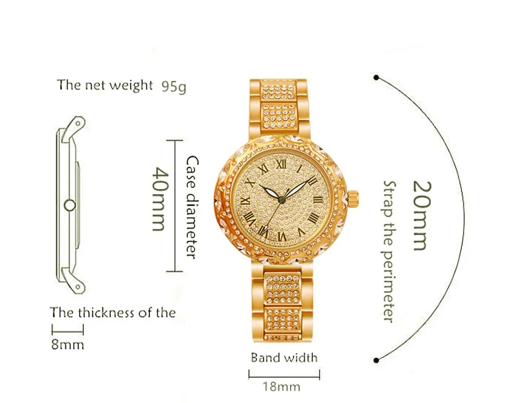 Women's Luxury Fashion Diamond Quartz Stainless Steel Wrist Watch