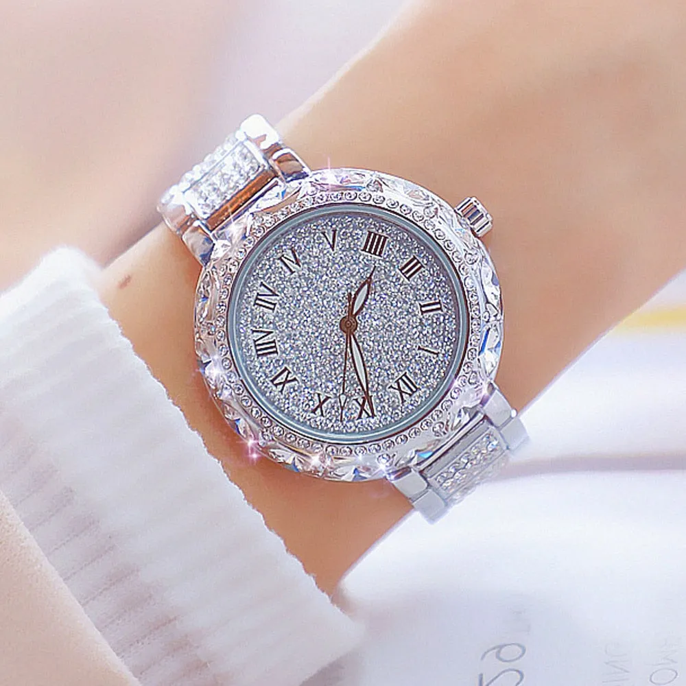 Women's Luxury Fashion Diamond Quartz Stainless Steel Wrist Watch
