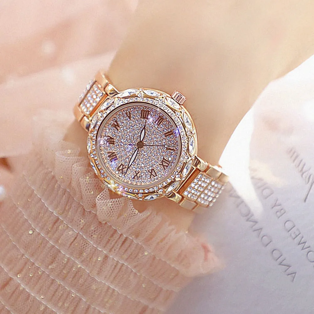 Women's Luxury Fashion Diamond Quartz Stainless Steel Wrist Watch