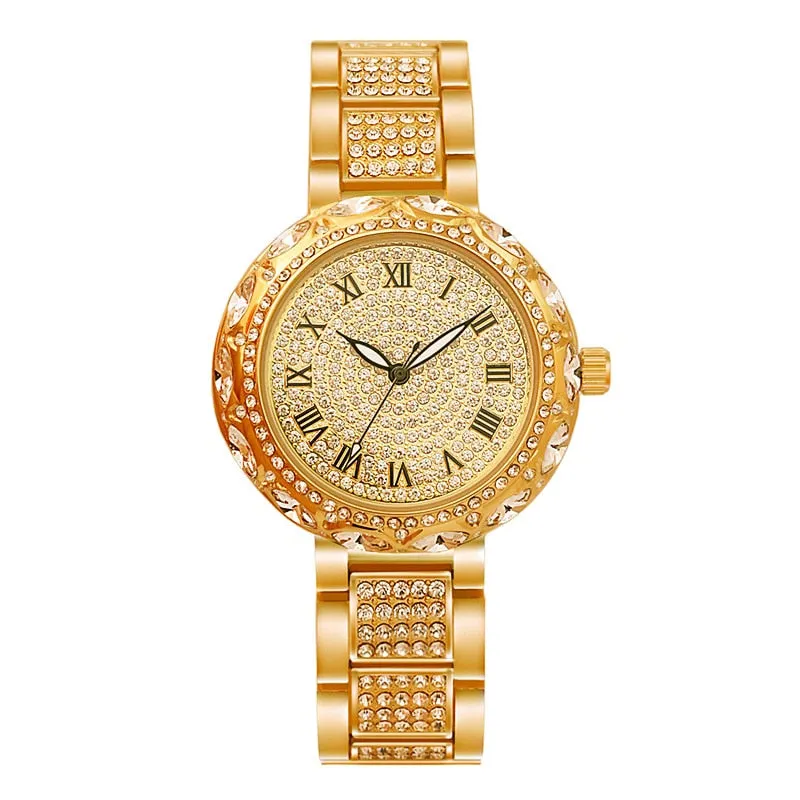 Women's Luxury Fashion Diamond Quartz Stainless Steel Wrist Watch