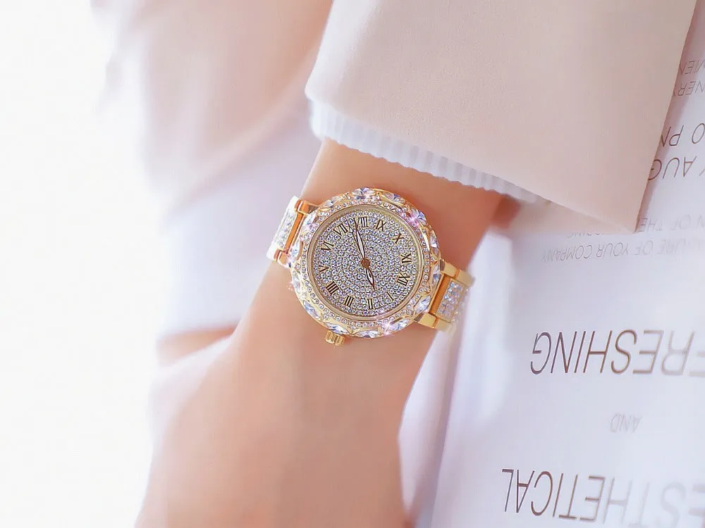 Women's Luxury Fashion Diamond Quartz Stainless Steel Wrist Watch