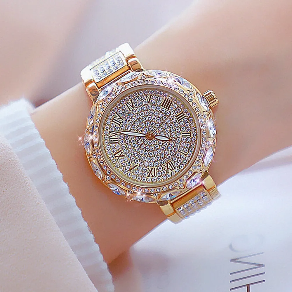 Women's Luxury Fashion Diamond Quartz Stainless Steel Wrist Watch